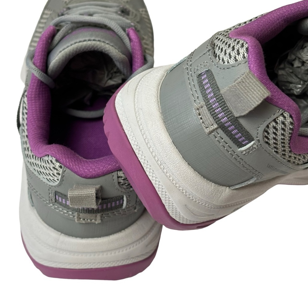 New Sketchers Leather Walking Sneakers Goga Mat Purple & Gray Lace Up Size 6 - Picture 7 of 10